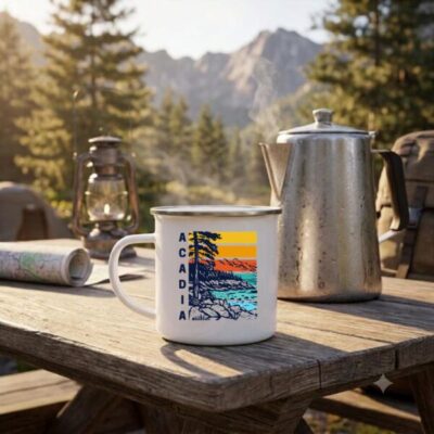 Retro Acadia National Park Campfire Mug